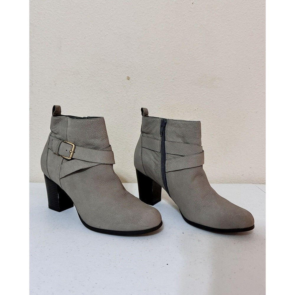 Cole Haan Grand.OS Signature Ankle Boots W02759 Heels Leather Gray Womens 7.5B